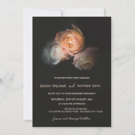 Convites Dark Moody Blush Apricot Roses Wedding