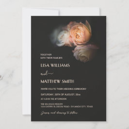 Convites Dark Moody Blush Apricot Roses Wedding