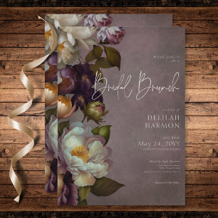 Convites Dark Moody Burgundy e Cream Floral Bridal Brunch