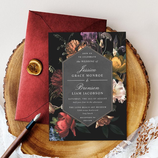Convites Dark Moody Floral Dutch Painterly Wedding (Criador carregado)
