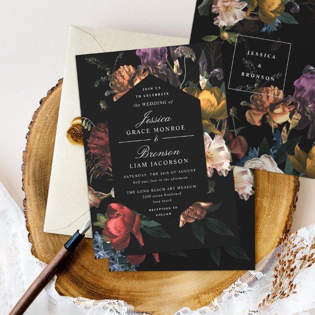 Convites Dark Moody Floral Dutch Painterly Wedding (Criador carregado)
