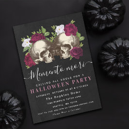 Convites Dark Moody Memento Mori Festa Floral de Halloween