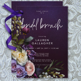 Convites Dark Moody Purple e Cream Floral Bridal Brunch