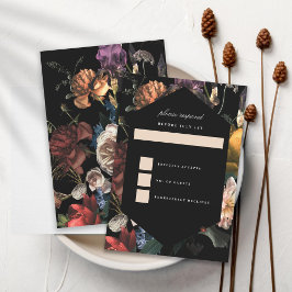 Convites Dark Moody Romântico Floral Dutch Painterly RSVP