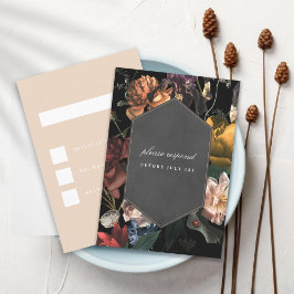 Convites Dark Moody Romântico Floral Dutch Painterly RSVP
