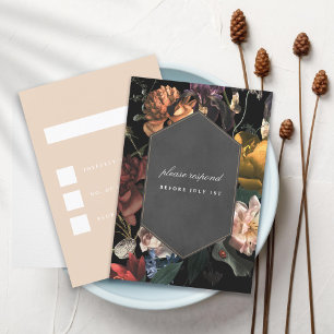 Convites Dark Moody Romântico Floral Dutch Painterly RSVP