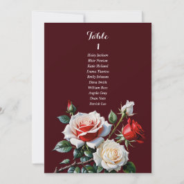 Convites Dark Pretty pink white red rose seating chart card