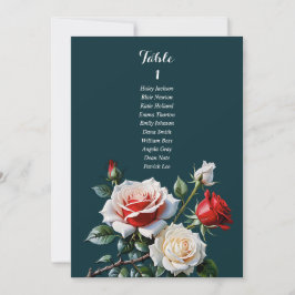 Convites Dark Pretty pink white red rose seating chart card