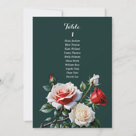 Convites Dark Pretty pink white red rose seating chart card