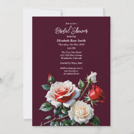 Convites Dark Pretty pink white red roses bridal shower