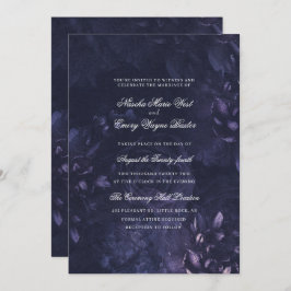 Convites Dark Purple Gothic Boho Floral Wedding