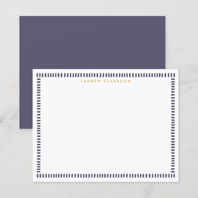 Convites Dark Purple Hand Painted Striped Frame Note Card (Frente/Verso)