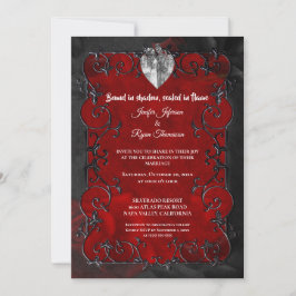 Convites Dark red Gothic Halloween wedding Invitation