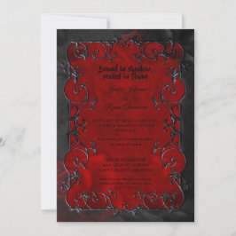 Convites Dark red Gothic Halloween wedding Invitation