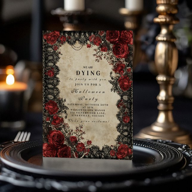 Convites Dark Romance Lace Halloween (Criador carregado)