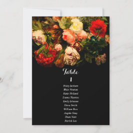 Convites Dark romantic floral wedding seating chart card