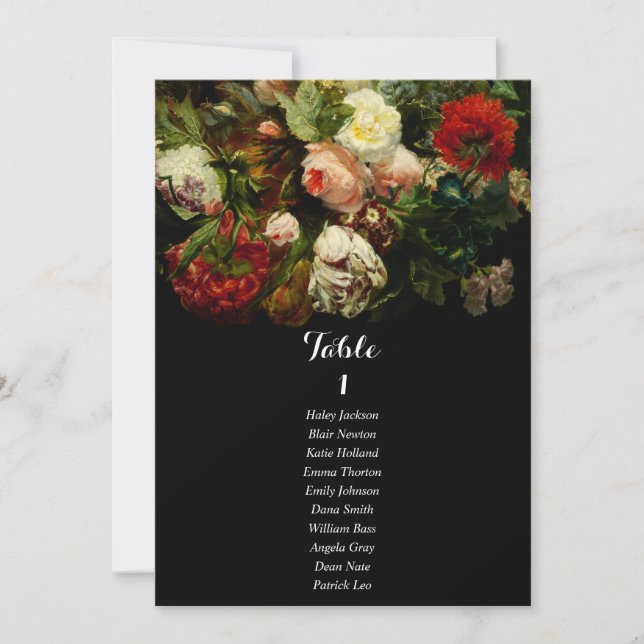 Convites Dark romantic moody wedding seating chart card (Frente)