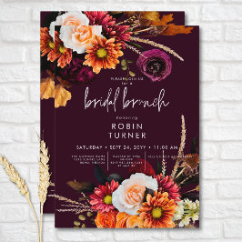 Convites Dark Russet Boho Floral Burgundy Bridal Brunch