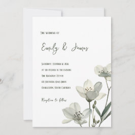 Convites Dark Sage Green Botanical Wedding