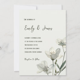 Convites Dark Sage Green Botanical Wedding