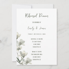 Convites Dark Sage Green Botanical Wedding