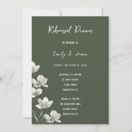 Convites Dark Sage Green Botanical Wedding