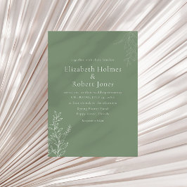 Convites Dark Sage Green Botanical Wedding Invitation
