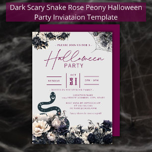 Convites Dark Spooky Cobra Cobweb Purple Halloween