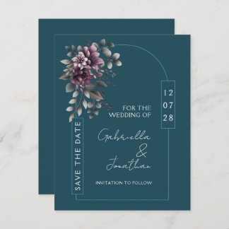 Convites Dark Teal, Dusty Purple Arch Save the Date |