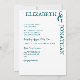 Convites Dark Teal Modern Typography Engagement Party