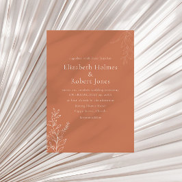 Convites Dark Terracotta Botanical Wedding Invitation