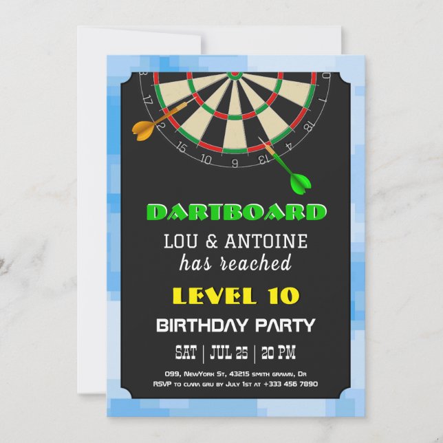 Convites Dartboard Gamer Birthday Invitation (Frente)