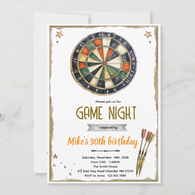 Convites Darts Birthday party Invitation (Frente)
