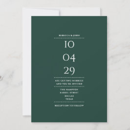 Convites Data de Casamento de Foto Verde Esmeralda Minimali