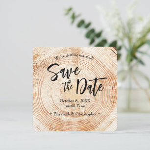 Convites Data de casamento de madeira rústica com site