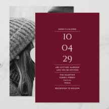 Data de Casamento Minimalista em Burgundy com Foto
