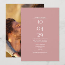Data de Casamento Minimalista em Rosa Poeirento Fo
