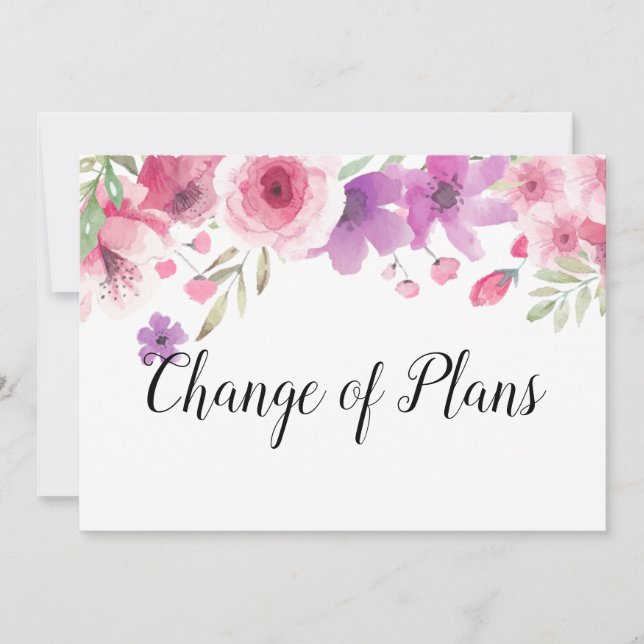 Convites Data de Mudança de Planos Adiada Rosas Florais (Frente)