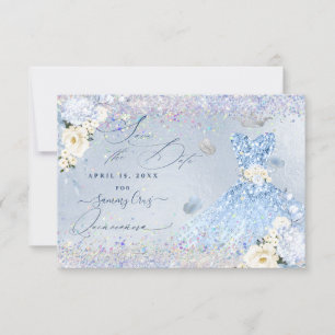 Convites Data de Salvamento da Quinceanera Confetti Hologr