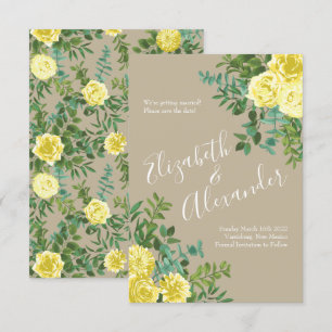 Convites Data de Salvamento de Casamento Amarelo-claro & Kh