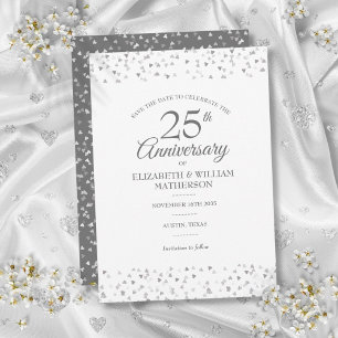 Convites Data de Salvamento do 25º Aniversário Corações de