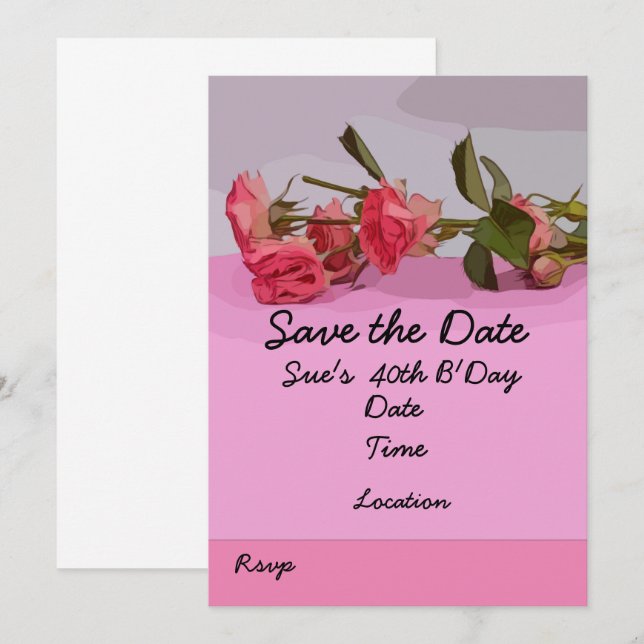 Convites data de salvamento do aniversário de 40 anos com c (Frente/Verso)