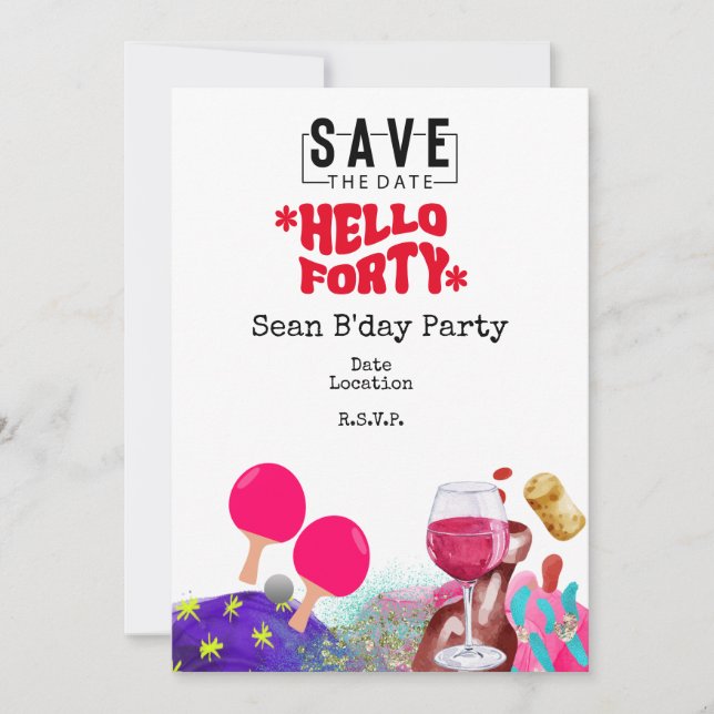 Convites Data de salvamento do aniversário de 40 anos de Pi (Frente)