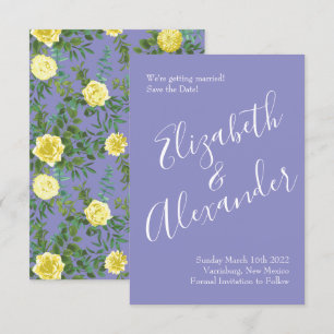 Convites Data de Salvamento do Casamento Azul Amarelo-Claro