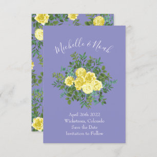 Convites Data de Salvamento do Casamento Azul e Amarelo Cla