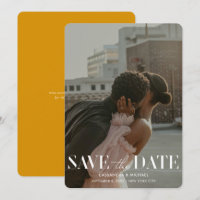 Data de Salvamento do Casamento de Foto Amarelo Do
