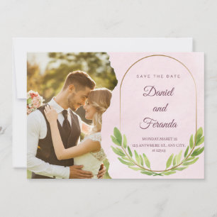 Convites Data de Salvamento do Casamento de Foto do Modern 