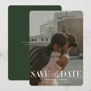 Convites Data de Salvamento do Casamento de Foto Verde da F