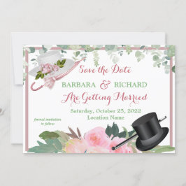 Convites Data de Salvamento do Casamento Floral de Rosa Ros
