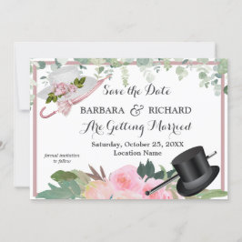 Convites Data de Salvamento do Casamento Floral de Rosa Ros